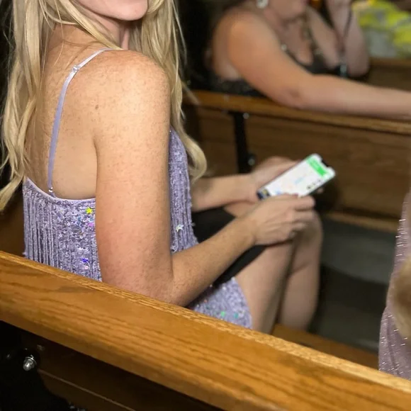 Retrofete Heather Sequin Star Fringe Dress Lilac - Picture 9 of 10